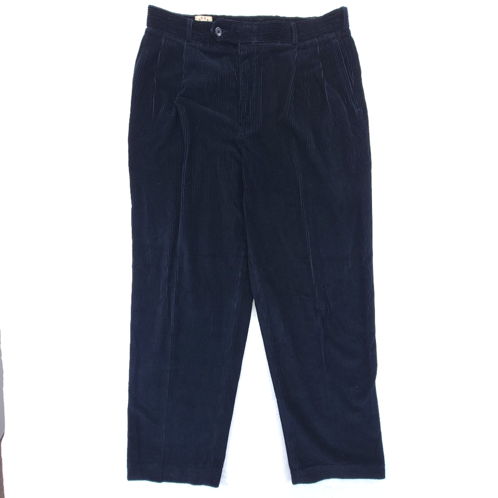 Barry Bricken Men's Blue Corduroy Pants Size 34x29 Pleated Front